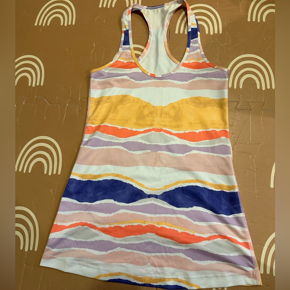 Lululemon Cool Racerback Beacher Stripe White Iris Flower